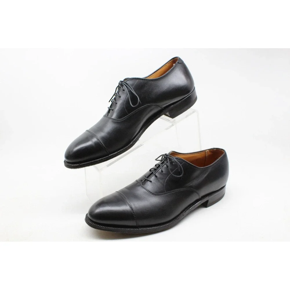 Alden 907 Mens 9.5 A/C Black Leather Straight Tip Bal Oxford Cap Toe Shoes